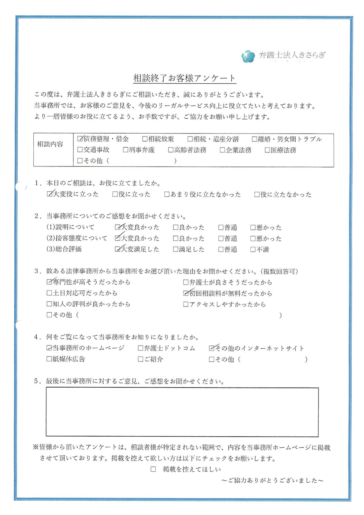 相談内容が大変役に立ちました