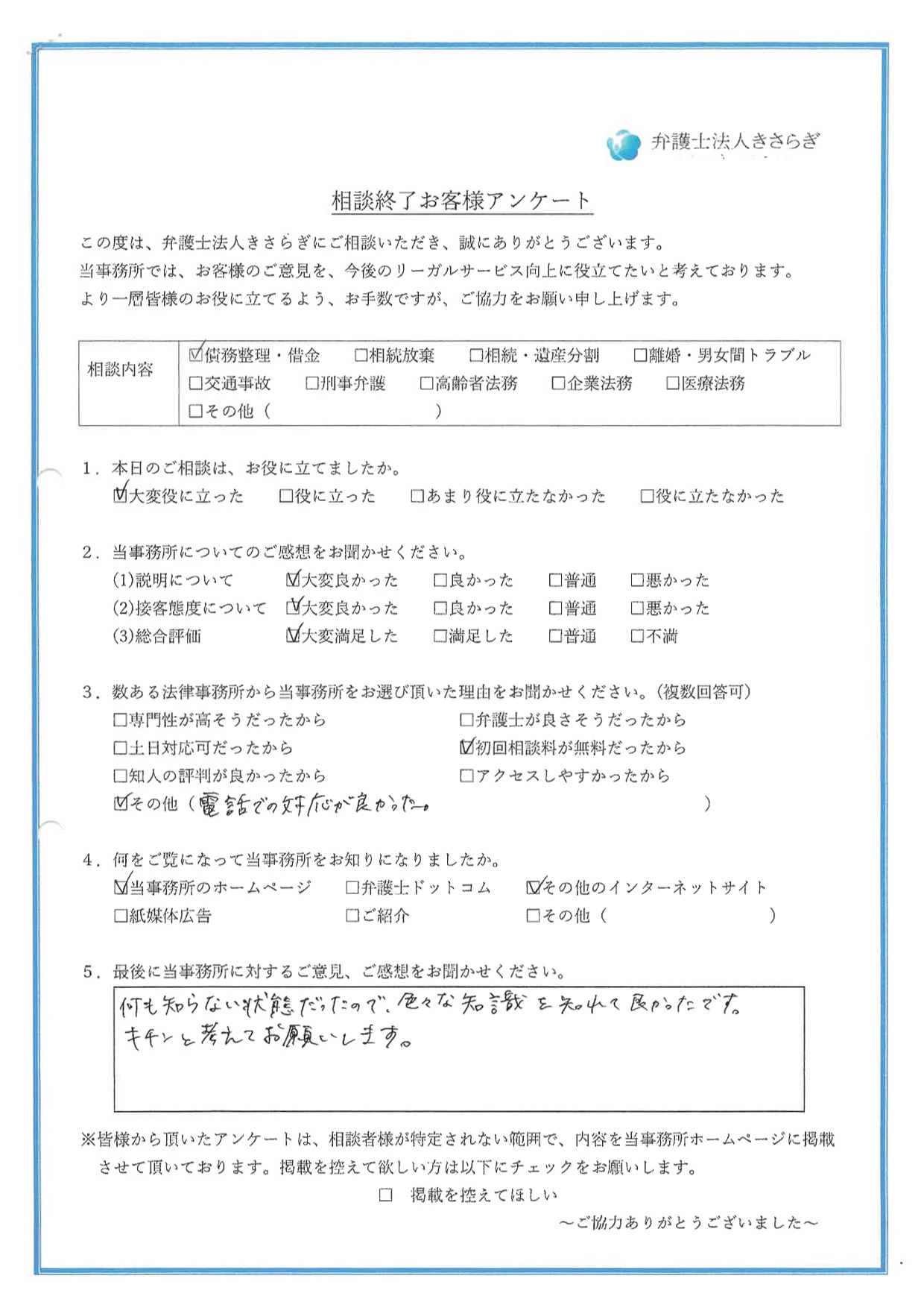 何も知らない状態だったので、色々な知識を知れて良かったです。キチンと考えてお願いします