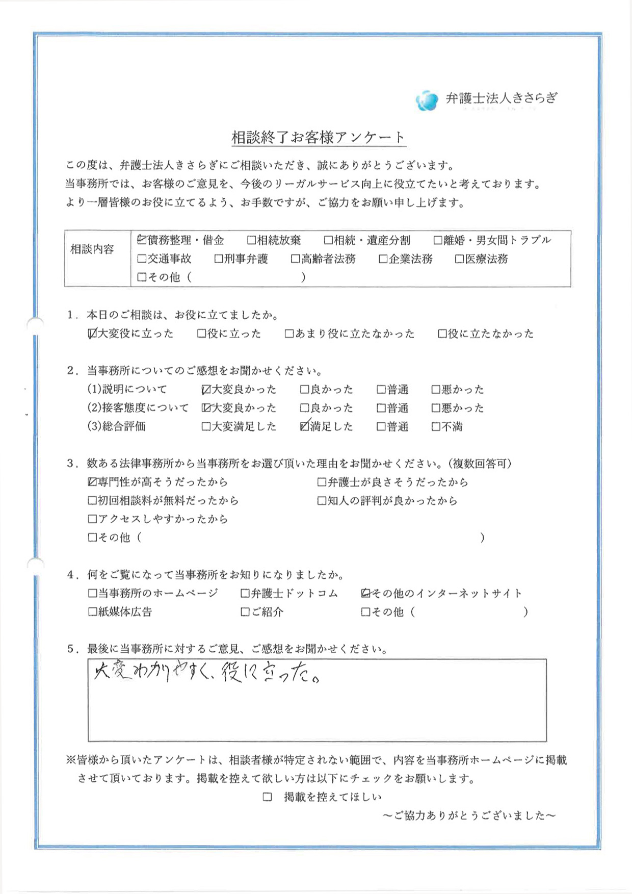 大変わかりやすく、役に立った