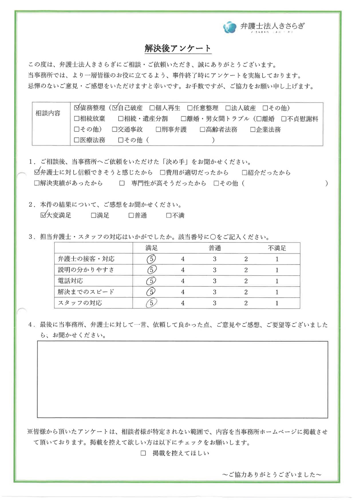 解決までのスピードに満足しています